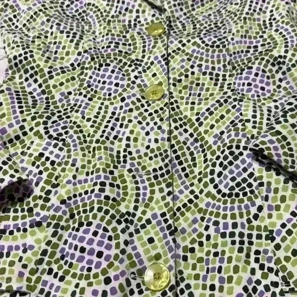 Willi Smith Jacket Size 4 Raincoat Jacket Lime Green Purple Belted Mid Length - Picture 7 of 10